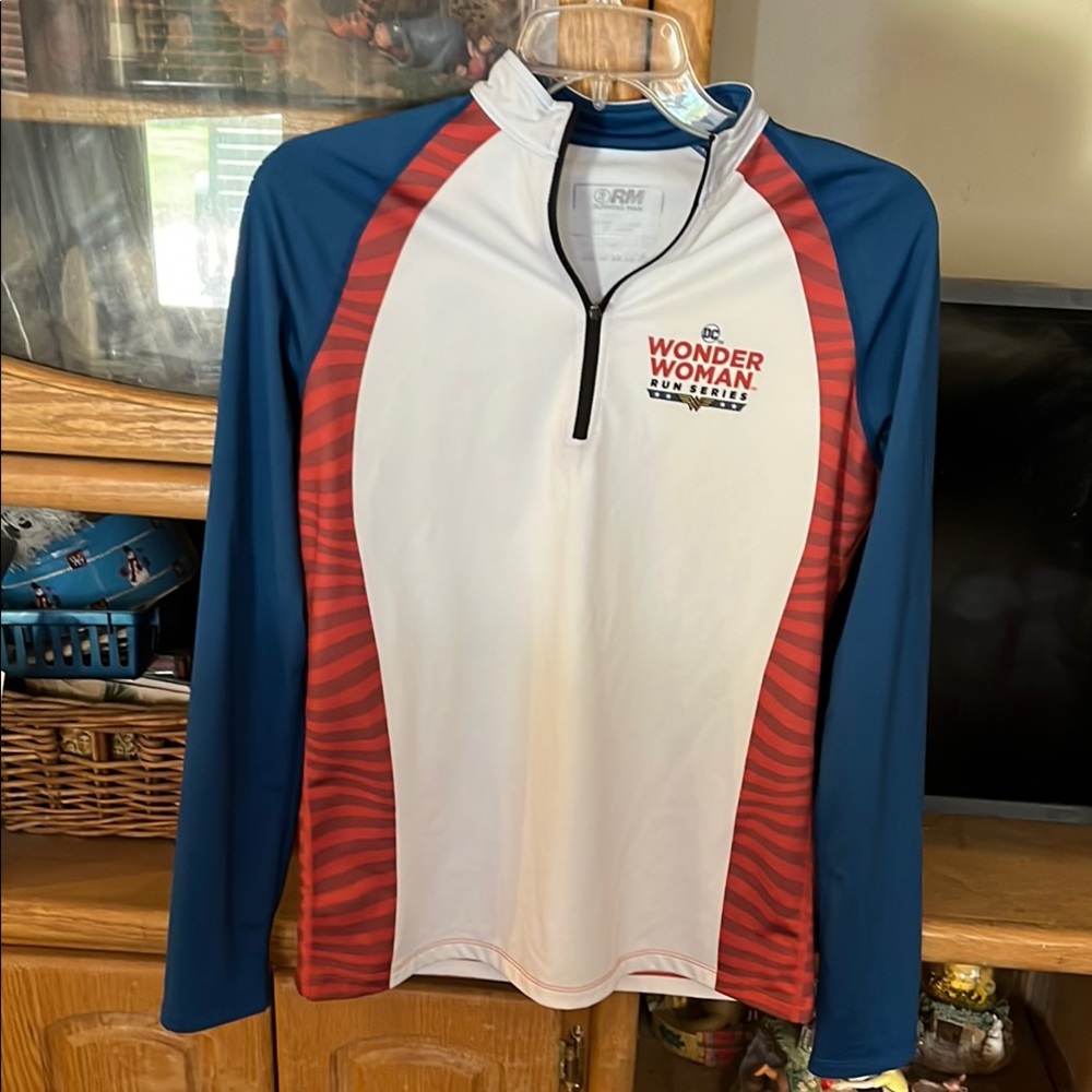 Blue and Red Performance Sweatshirt with Zip